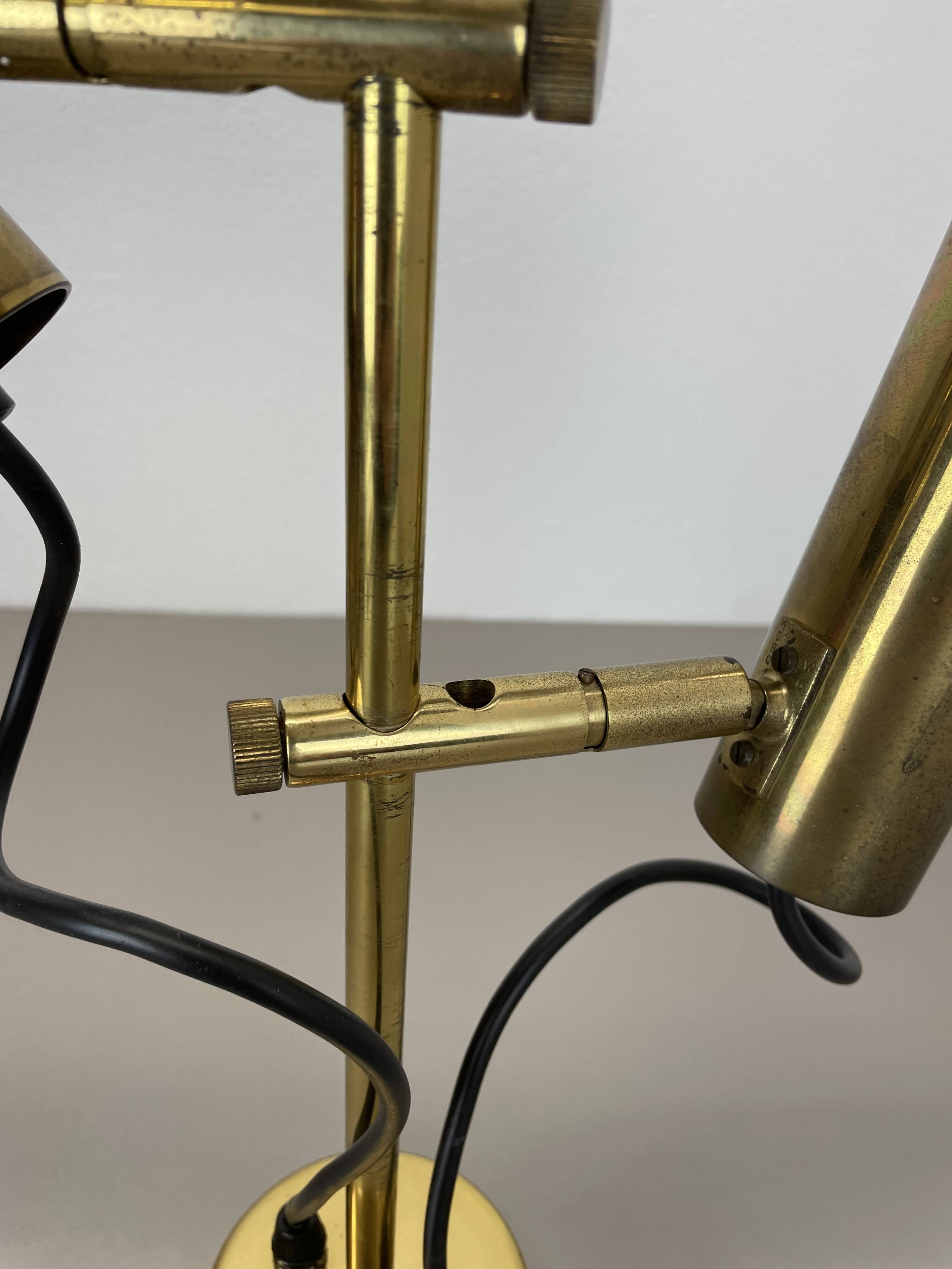 Unique 3-spot brass ceiling light koch and lowy style omi lighting germany, 1970