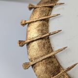 Sunburst lamp with forged nails and gold leaf and opaline, 1940s