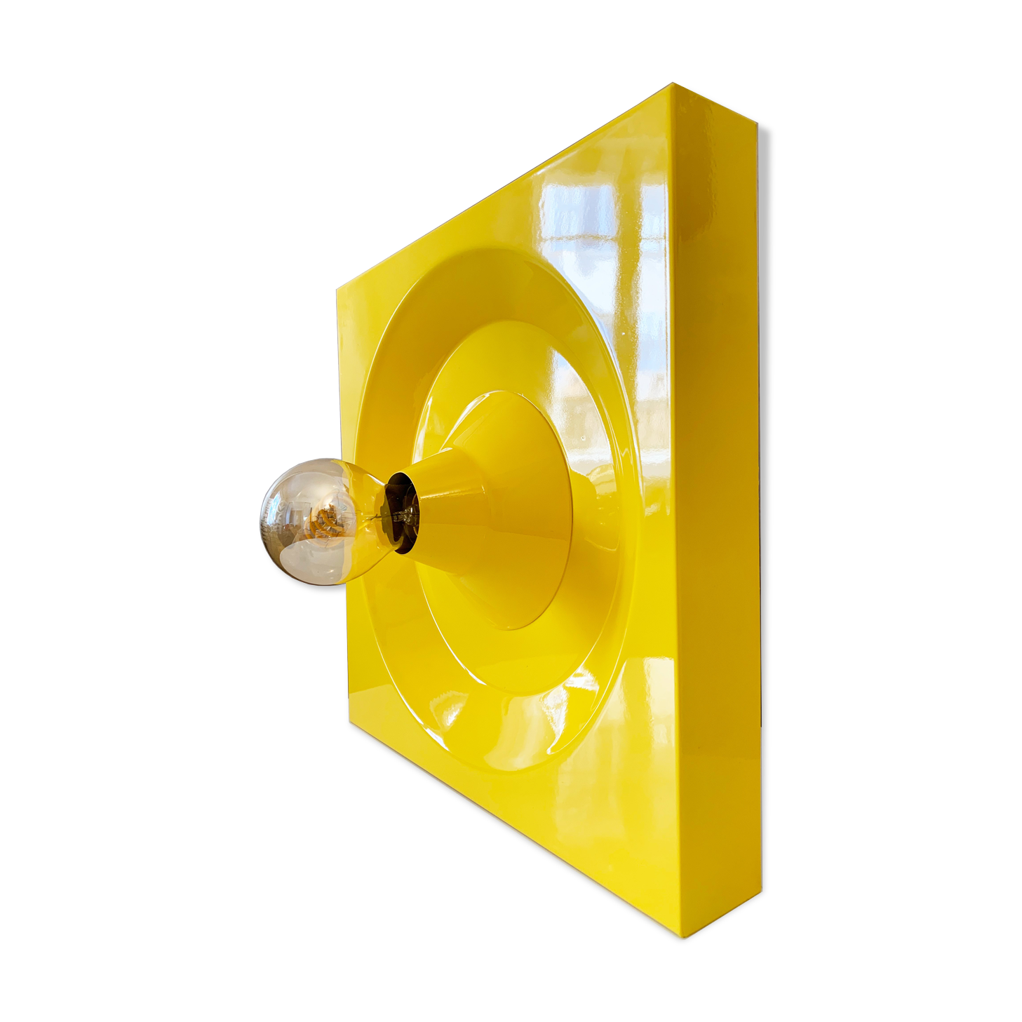 Yellow Metal Wall Light by Klaus Hempel for Kaiser Leuchten, 1970s