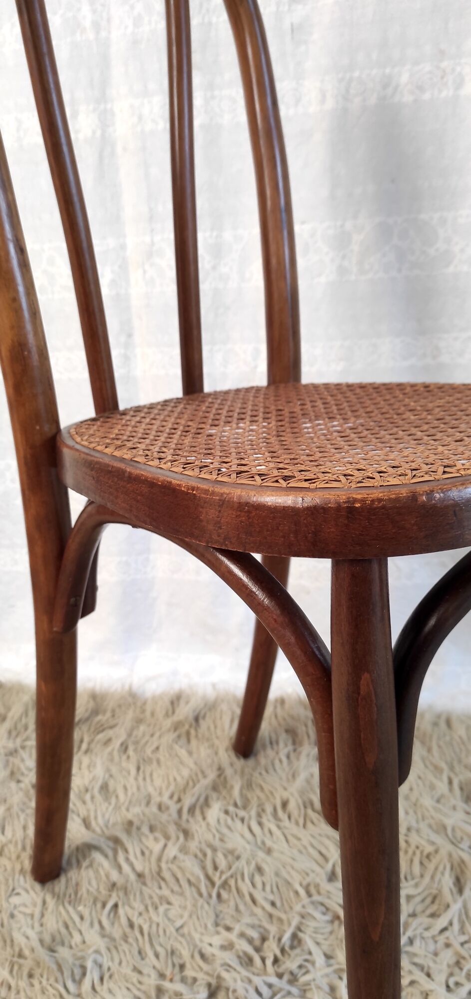 Chaise bistrot en bois courbé et cannage début XXème