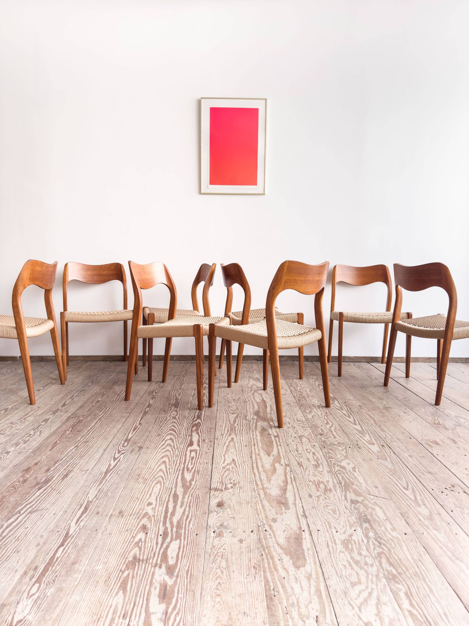 Lot de 8 chaises de salle à manger modèle 71 en teck par Niels O. Møller