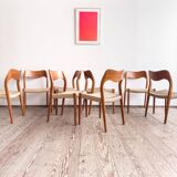 Lot de 8 chaises de salle à manger modèle 71 en teck par Niels O. Møller