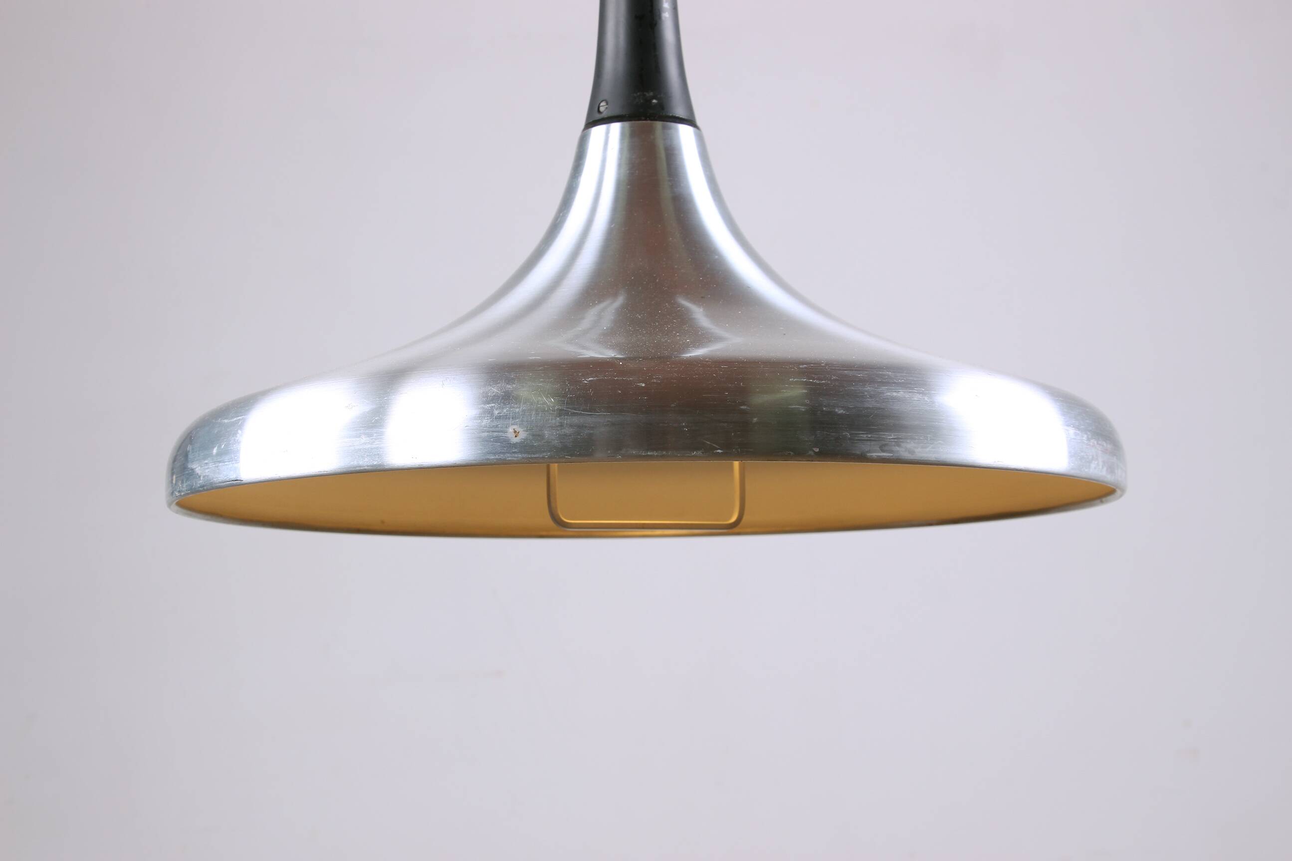Large German pendant light in chrome metal, Tulip model by Erco 1960.