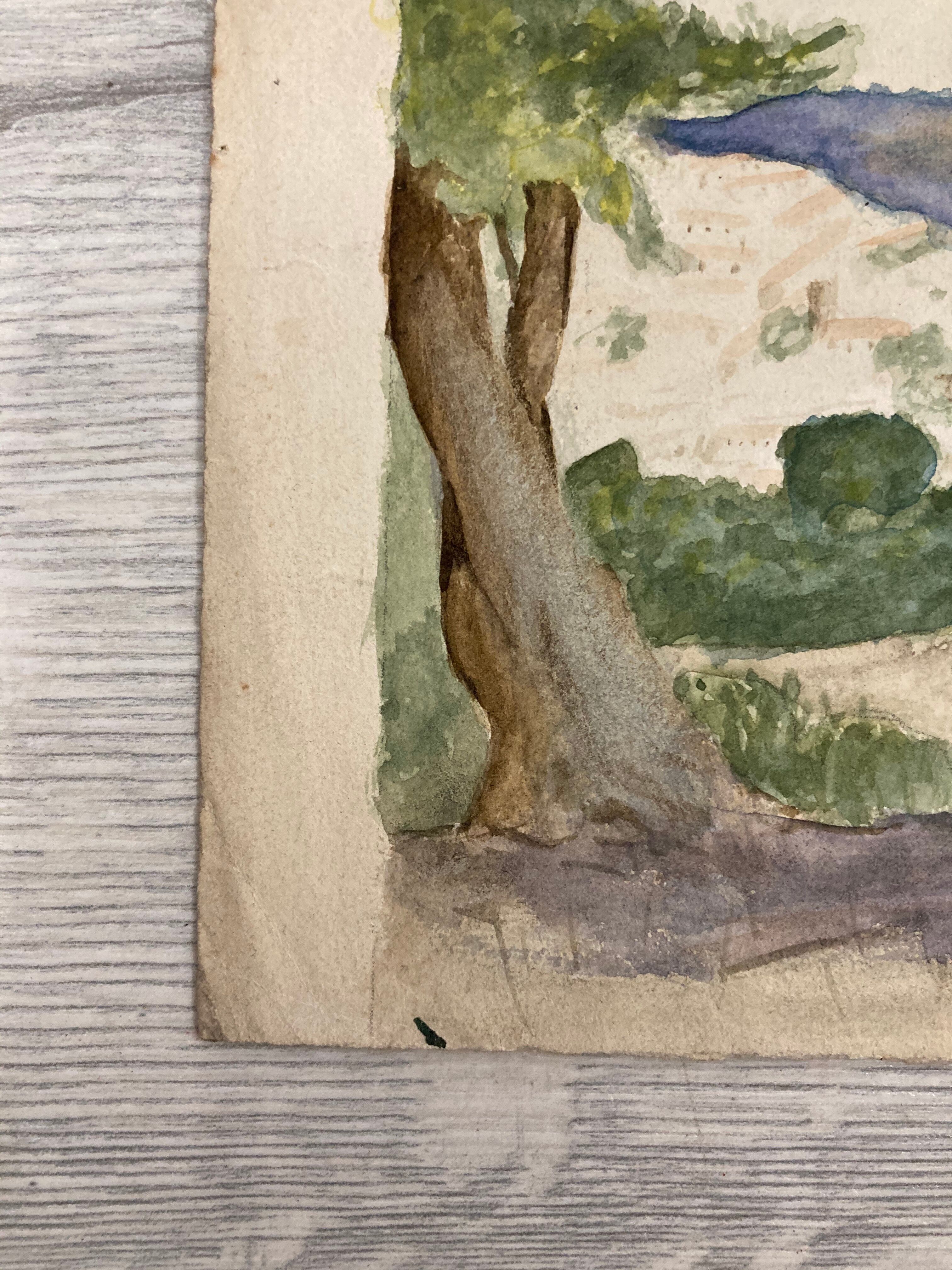 Aquarelle paysage vintage