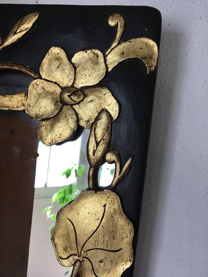 Wooden mirror Bohemian style years 70/80 35x60cm