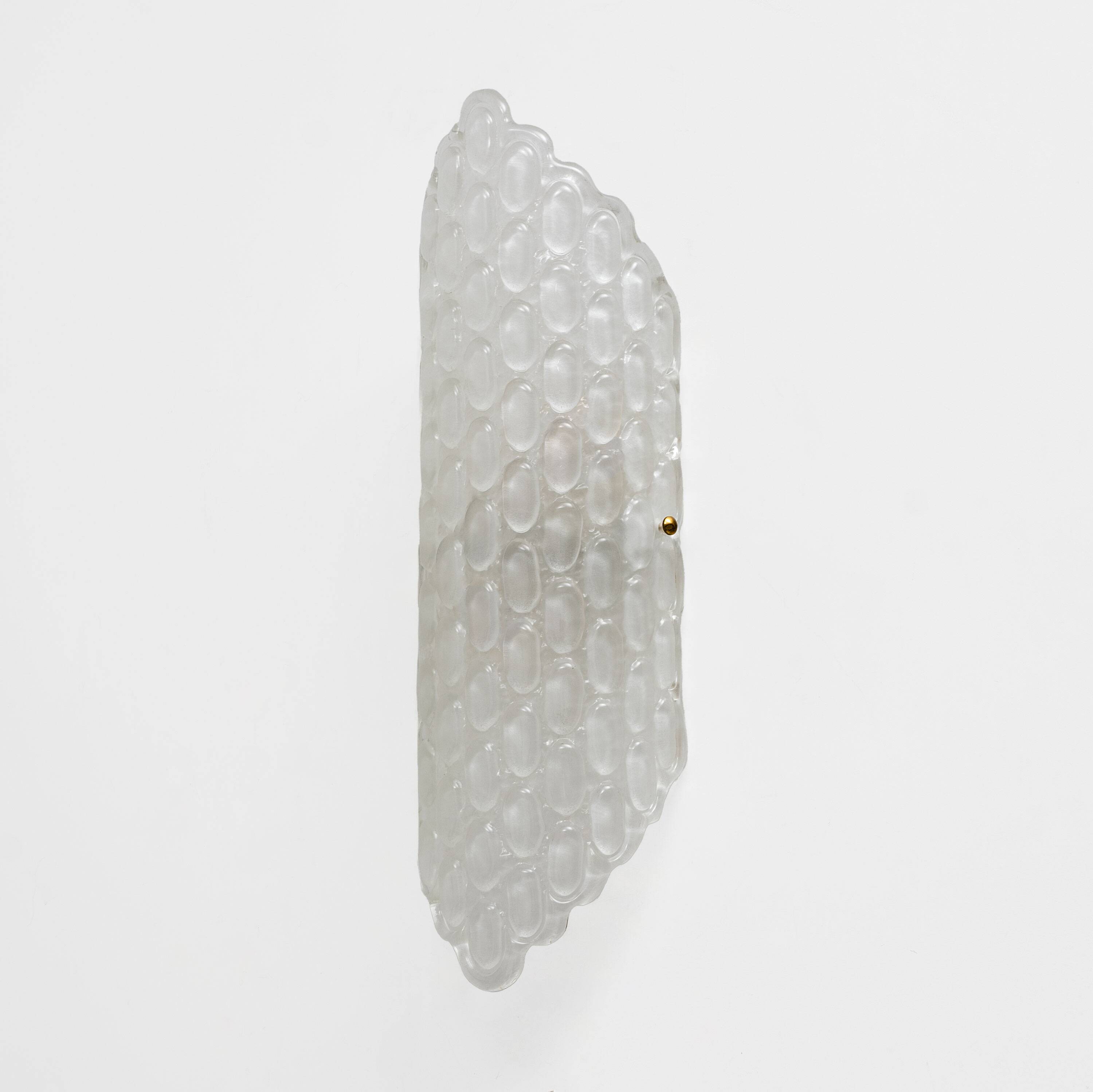 Pair of Clear Murano Glass Wall Sconces with Textured Relief
