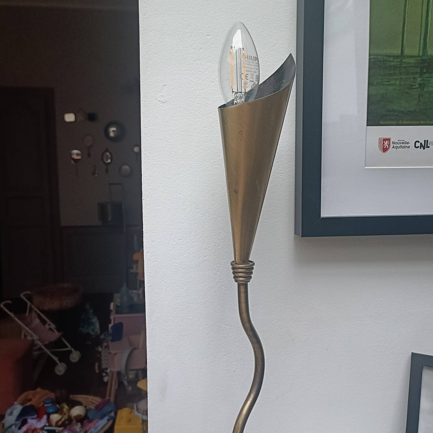 Vintage gold cone lamp