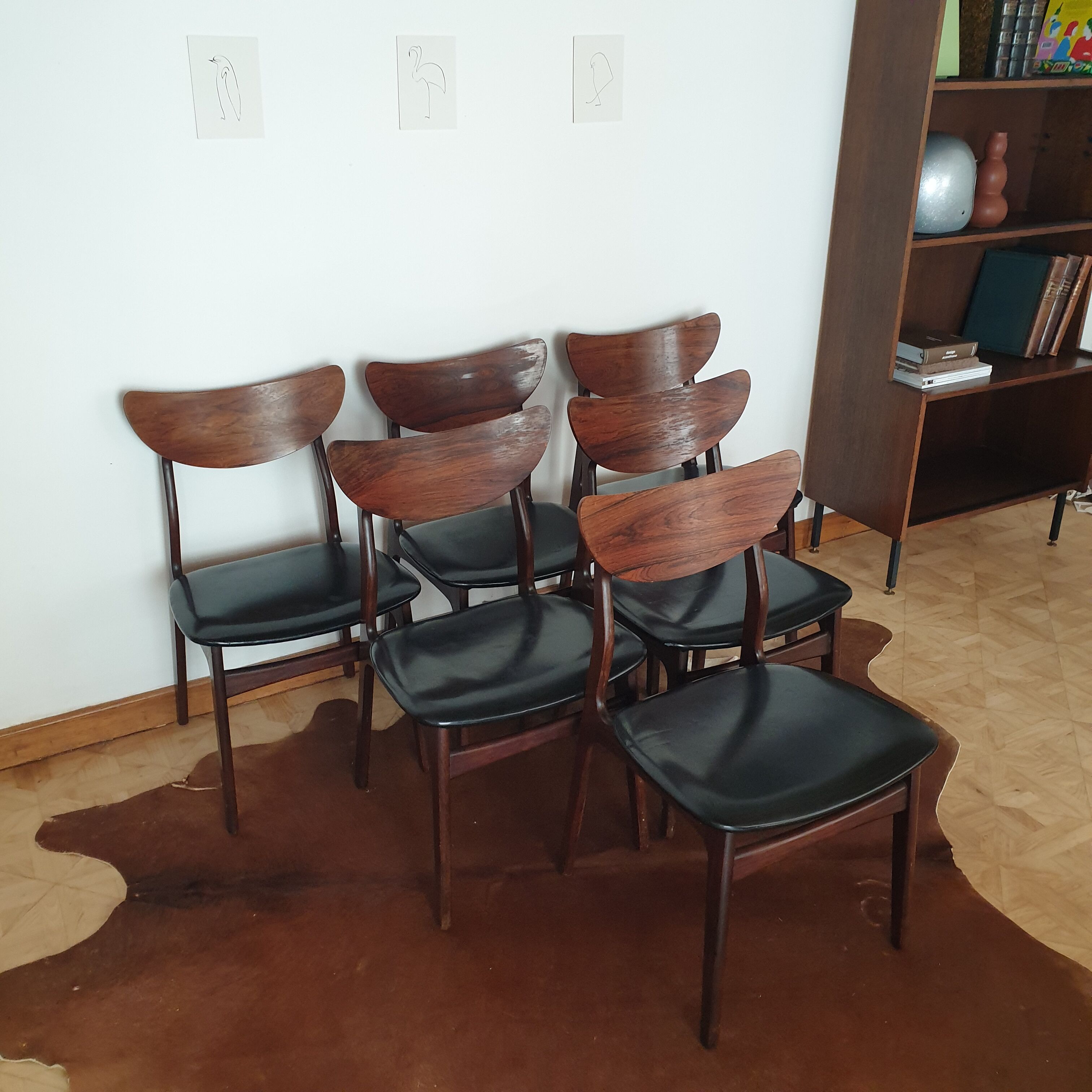 6 chairs in vintage Rio palissandre Denmark 1960 HP HANSEN MØBELINDUSTRI