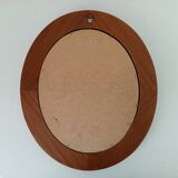 Vintage oval mirror in solid oak 36*31 cm