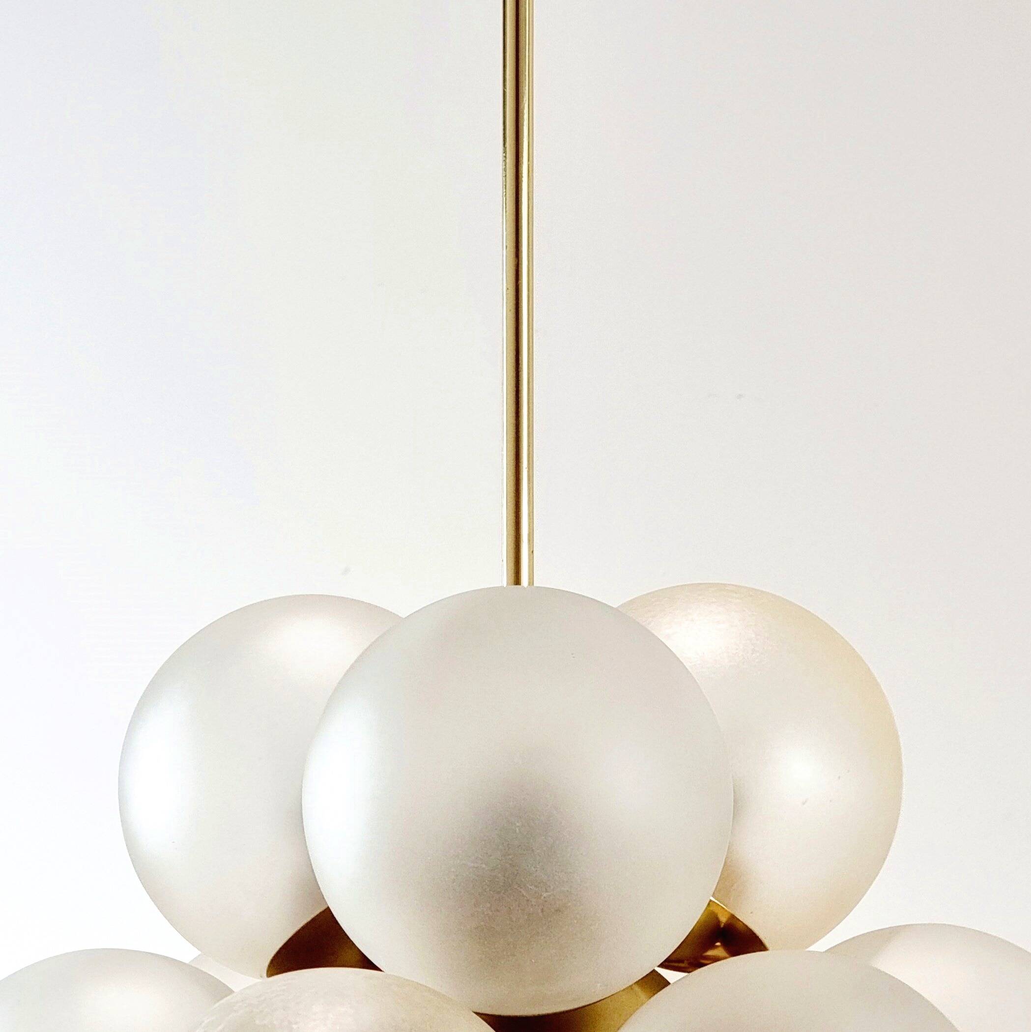 Space Age Sputnik Brass & Glass Globes Ceiling Light/Chandelier from Kaiser Leuchten, Germany, 1960s