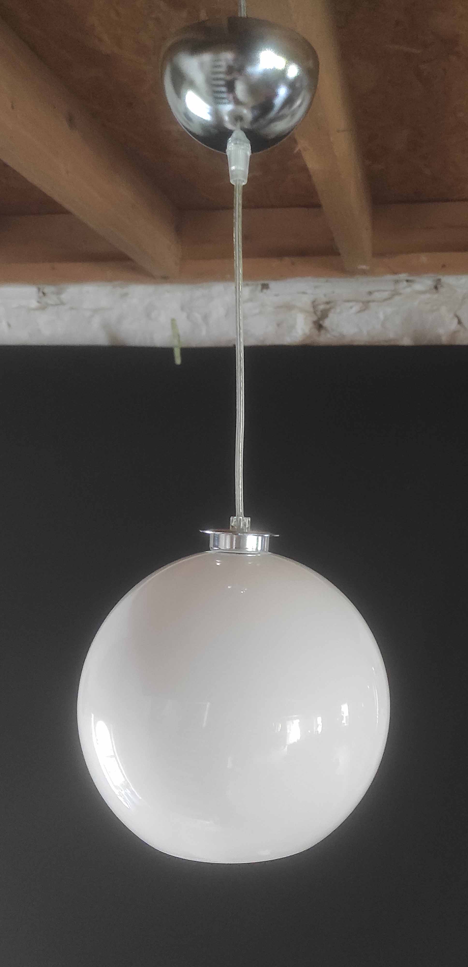 Opaline white globe pendant light