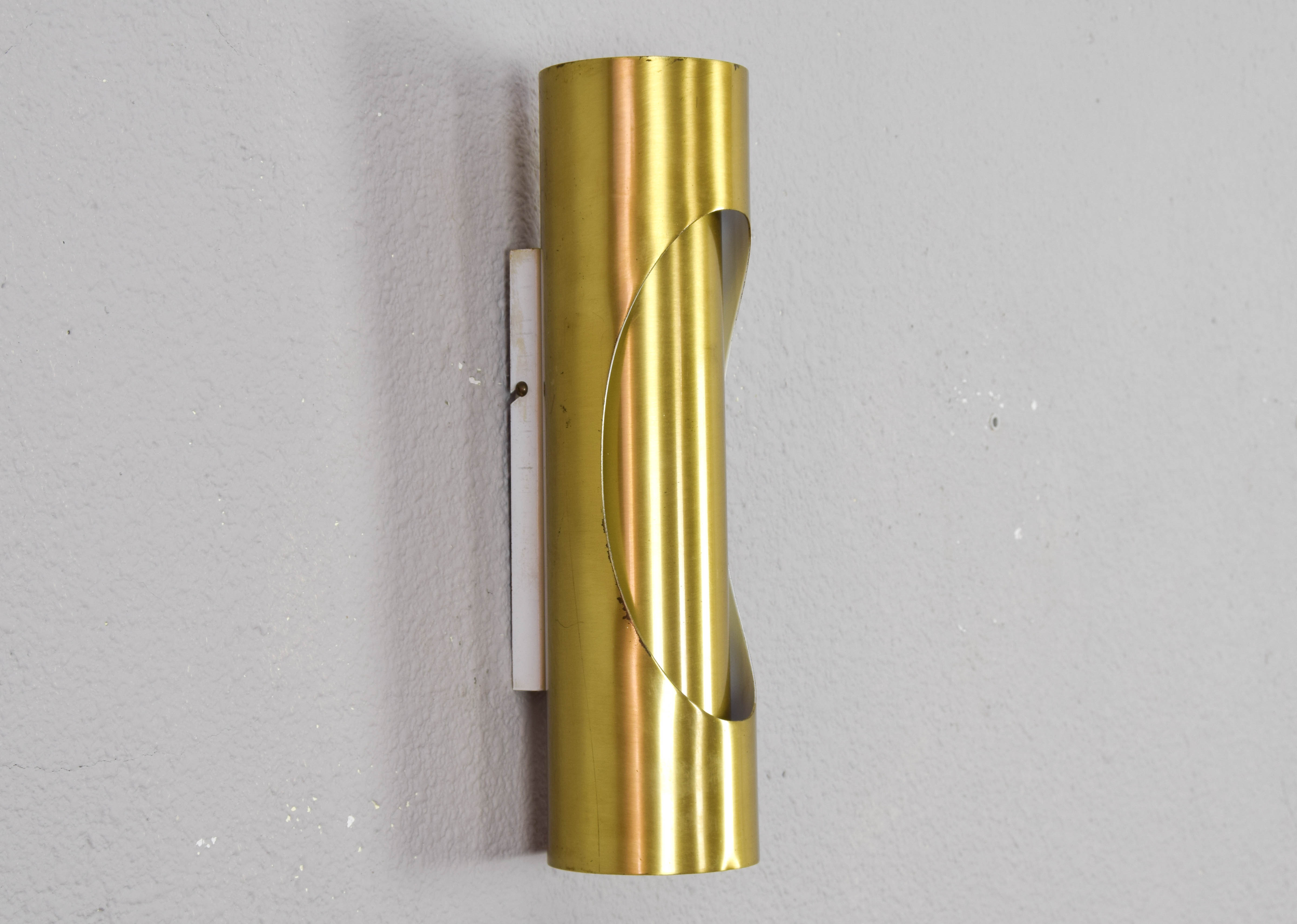 Mid Century Modern Space Age Brass Sconce by Marca SL Spain, 70s
