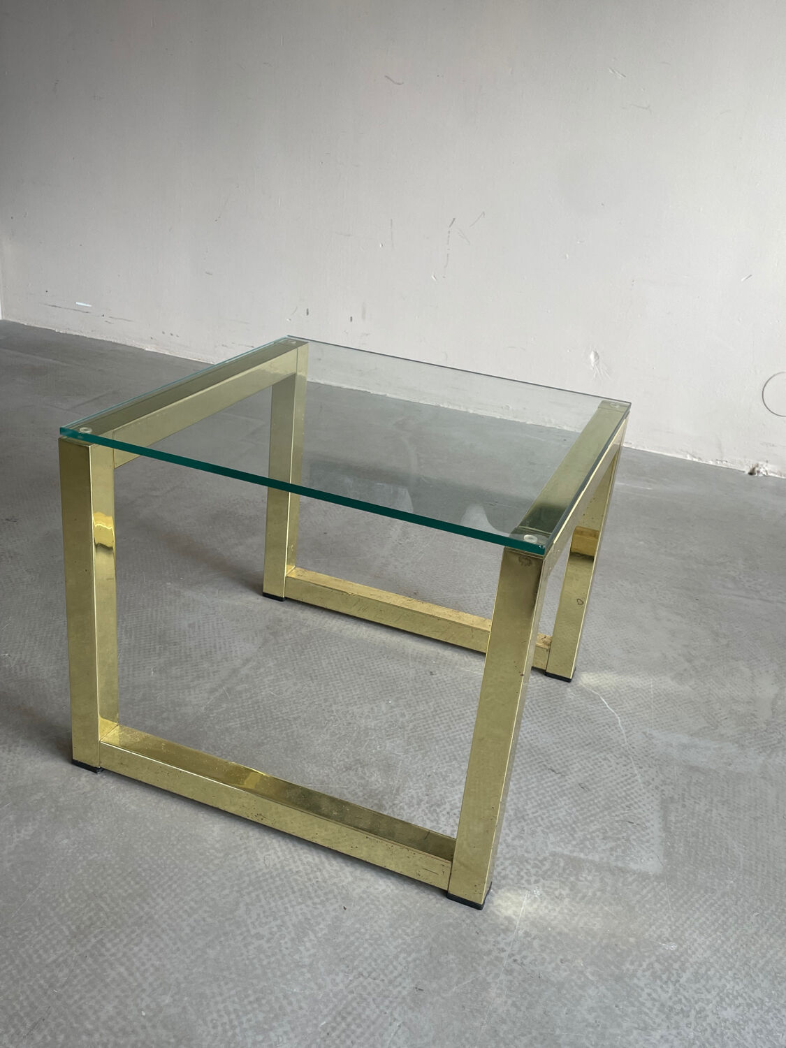 Coffee Table in Gold Brass Glass