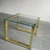 Table basse en verre laiton doré