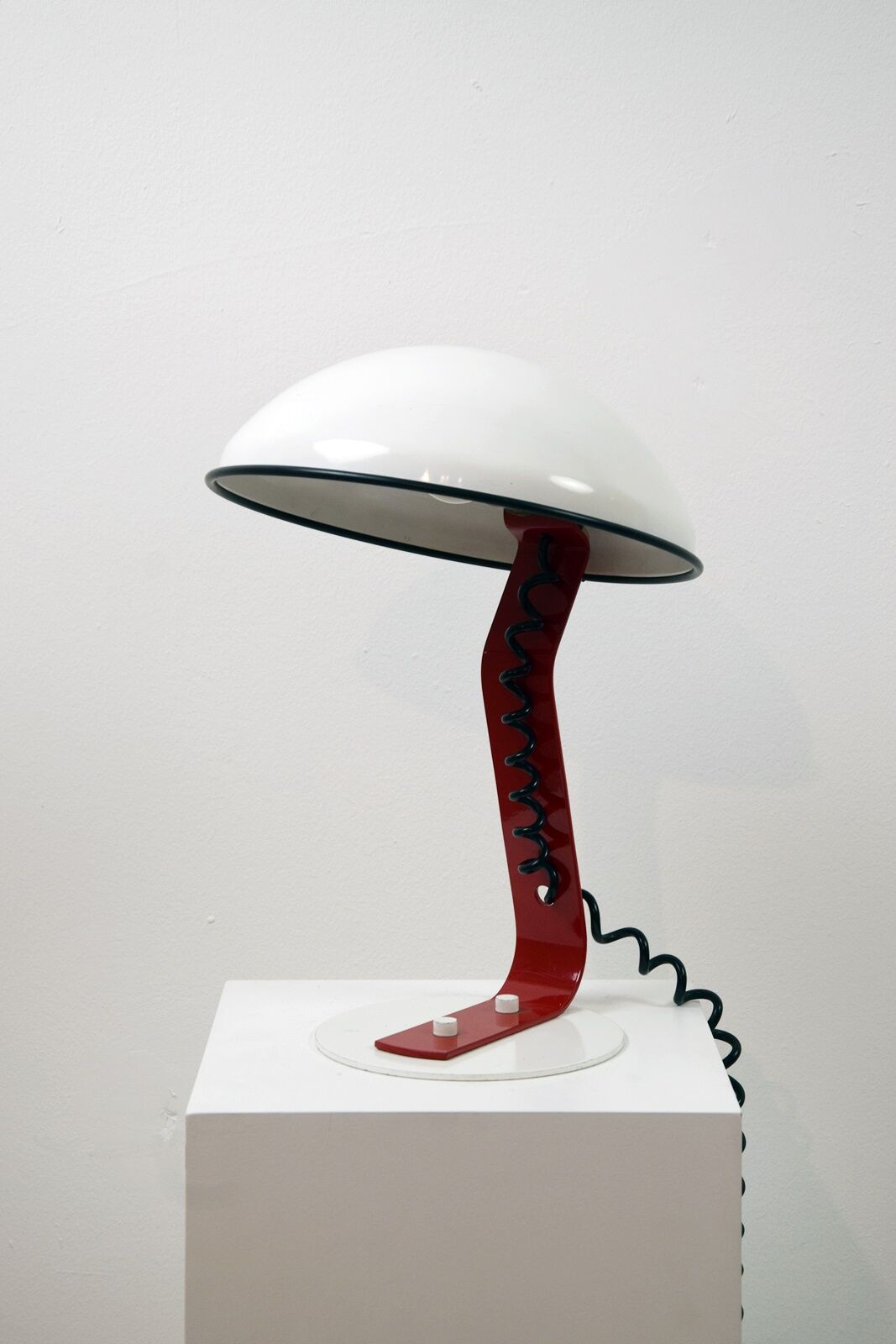 White and red steel desk lamp