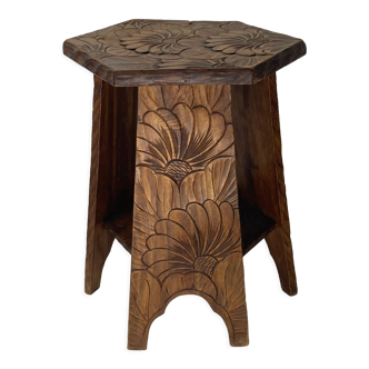 Antique Japanese arts and crafts low plant stand or side table, ca 1895