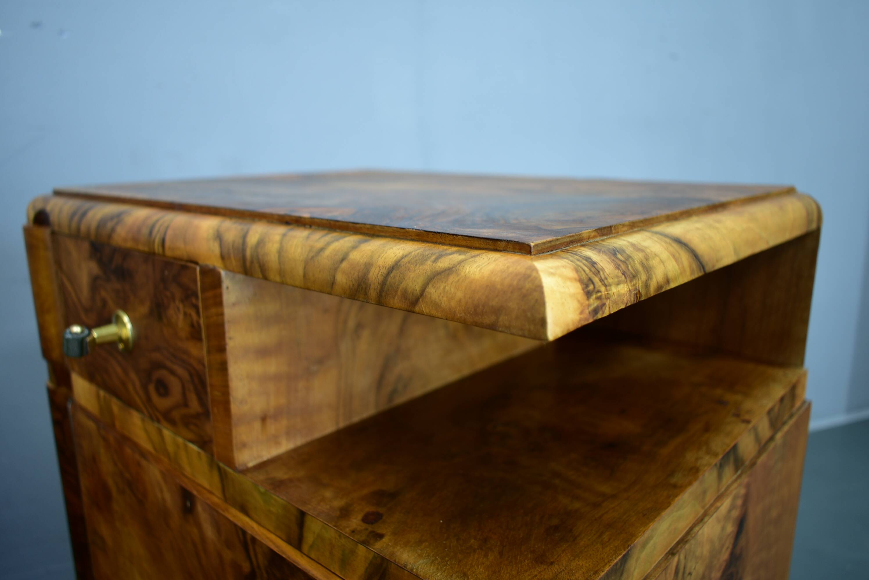 1935s pair of rare art deco bedside tables, Czechoslovakia