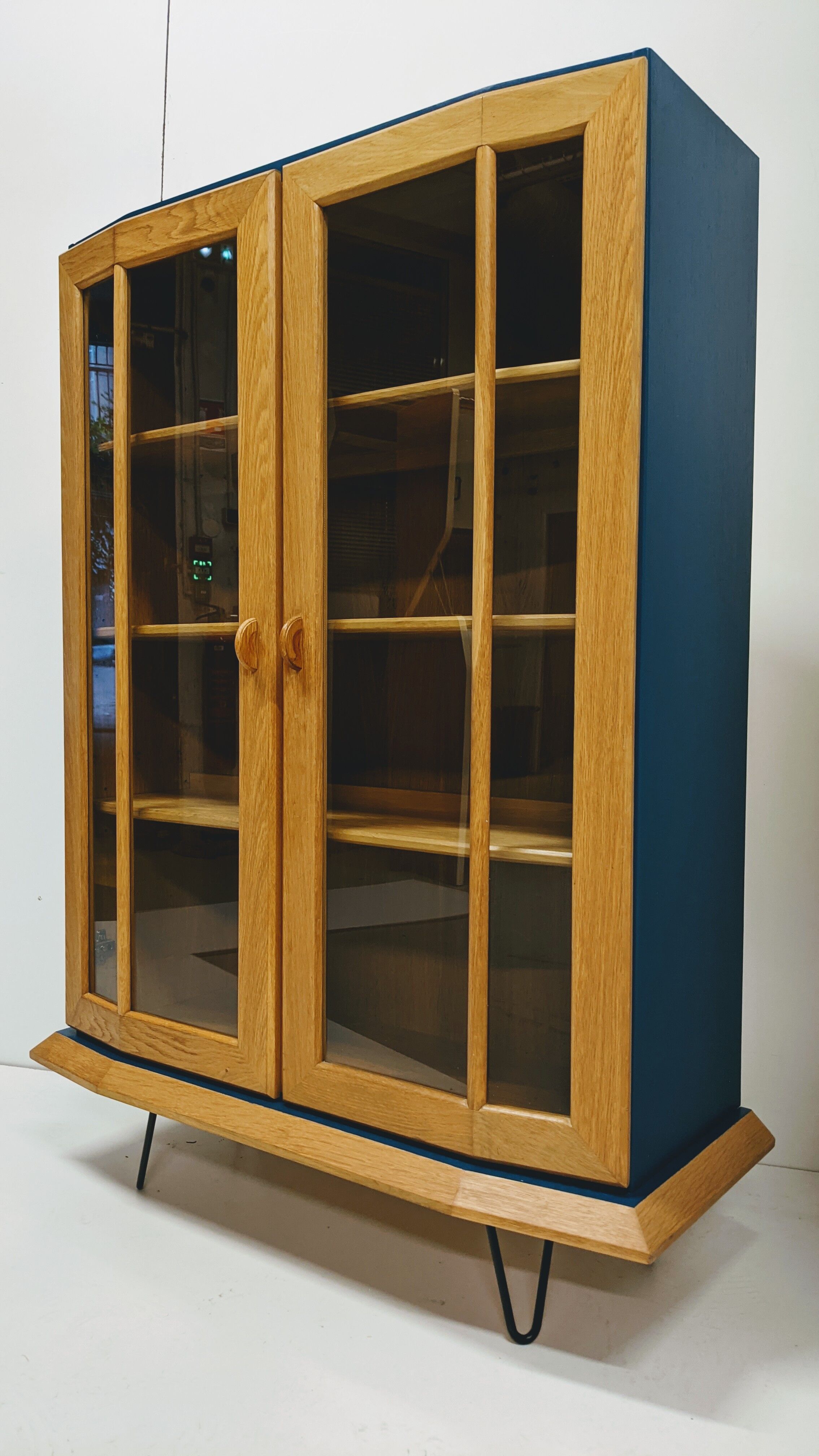 Wooden sideboard / Vintage storage cabinet / showcase / shelf / pin legs