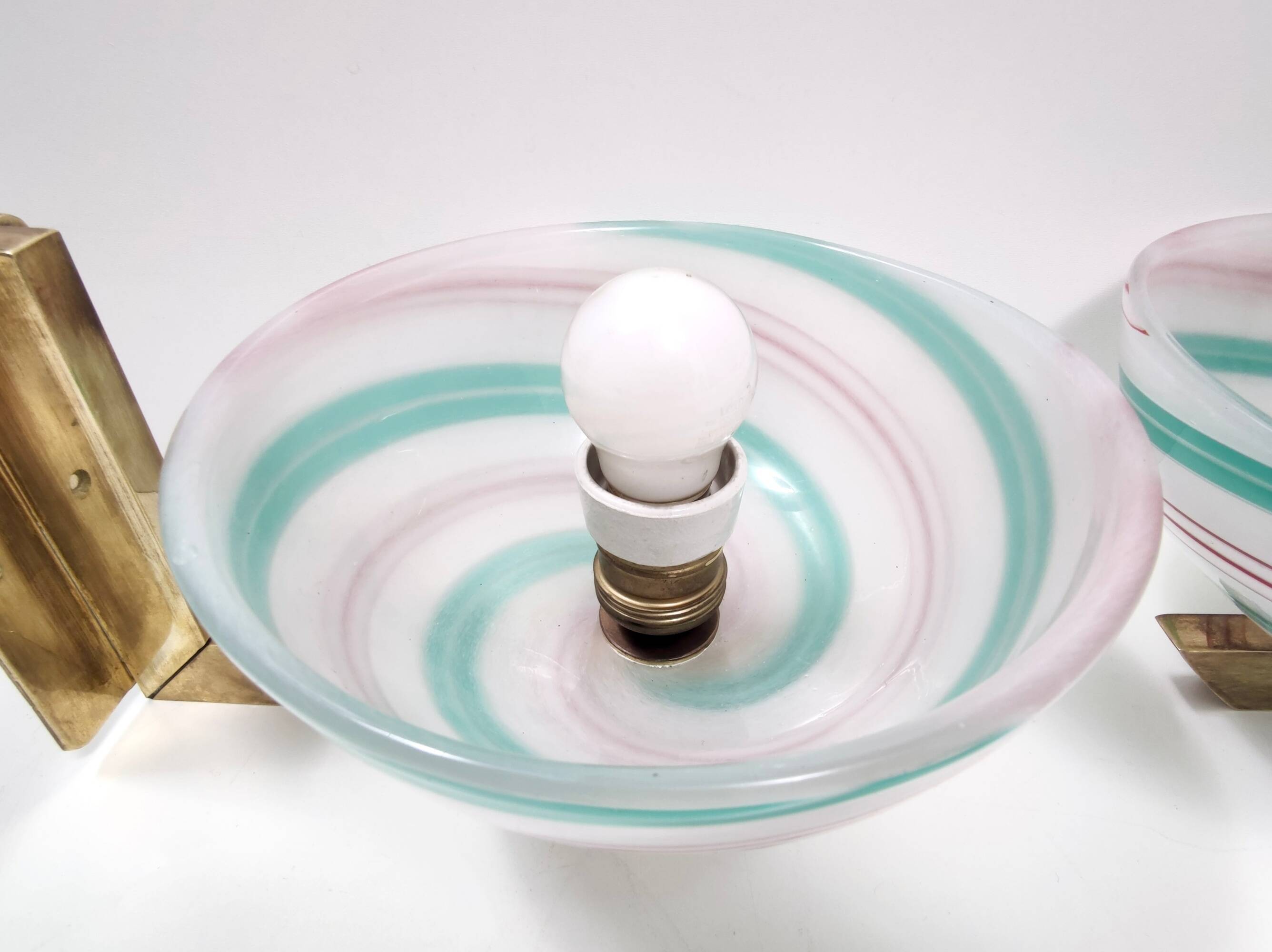Rare Murano Glass and Brass Wall Light by Dino Martens for Aureliano Toso, Italy