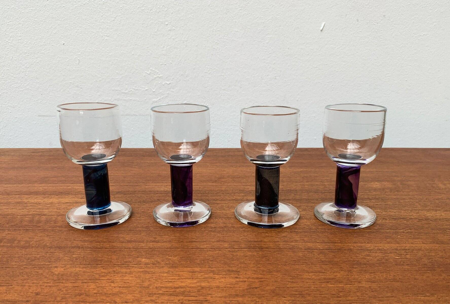 Verres de design allemand par Regina Kaufmann pour Glashagen Hütte, ensemble de 4