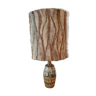 Large ceramic lamp by Helguen with wool lampshade