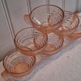Set of 6 pink glass cups in very good condition.