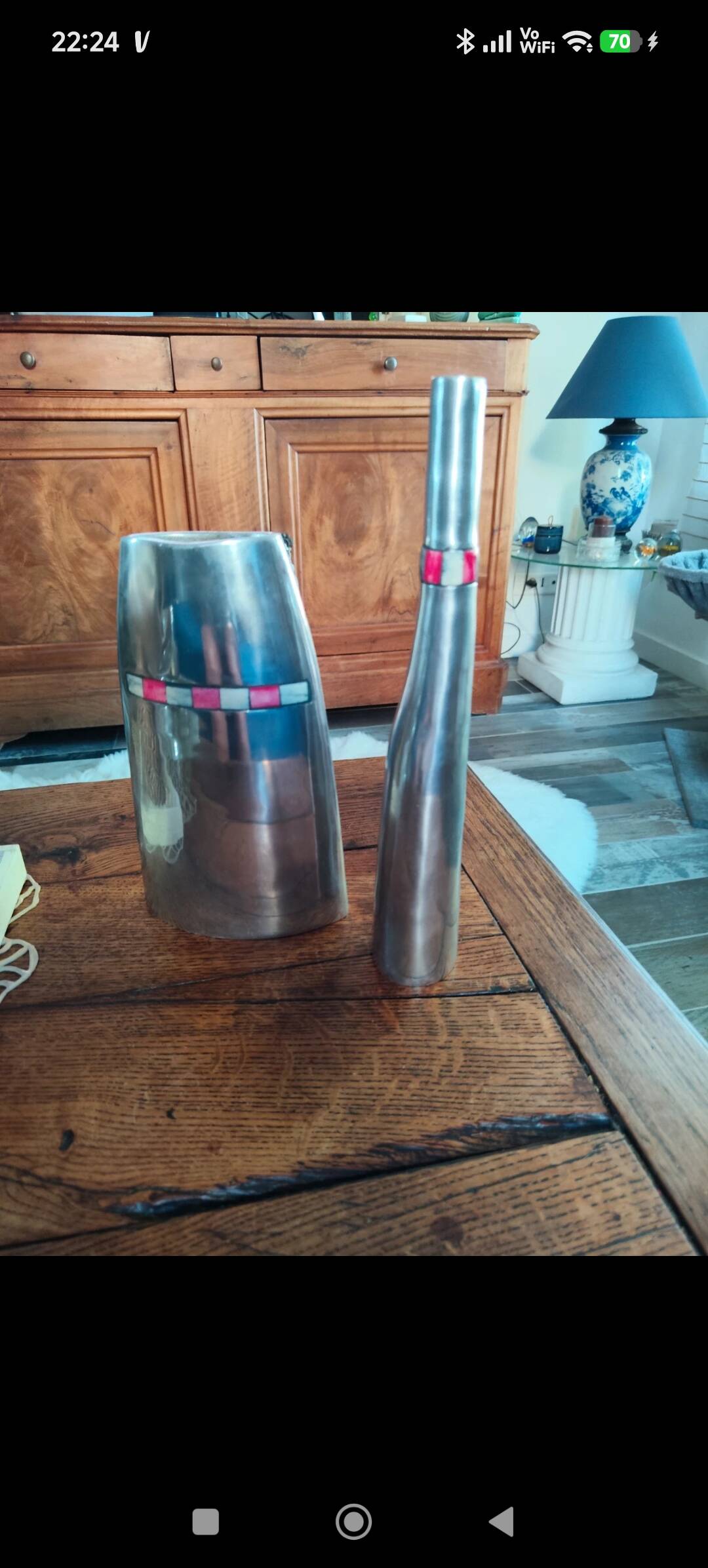 Pair of enamelled modernist vases