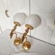 2 classic golden cherub wall lights and globe lampshades in perfect condition.