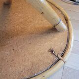 Vintage side table, end table with faux leather top
