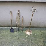 Old Brass Fireplace Servant - 3 Tools