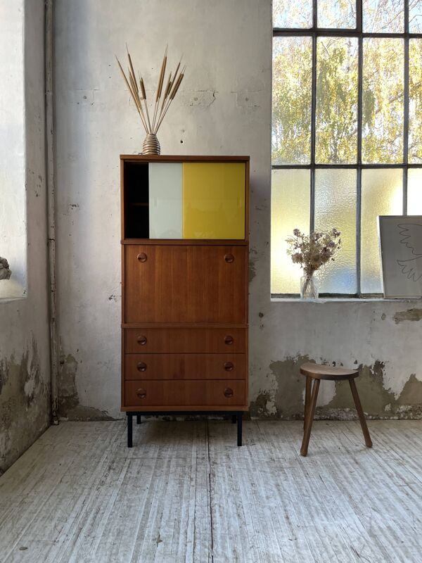 Meuble secrétaire moderniste en teck, années 50