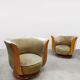 Pair of Art Deco "Tulip" armchairs from the "Le Malandre" hotel