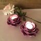 Duo of porcelain flower candle holders, old pink color