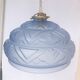 Blue Art Deco motif pendant light in pressed molded glass