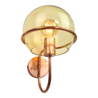 Mid-century Wall Copper & Glass Lamp