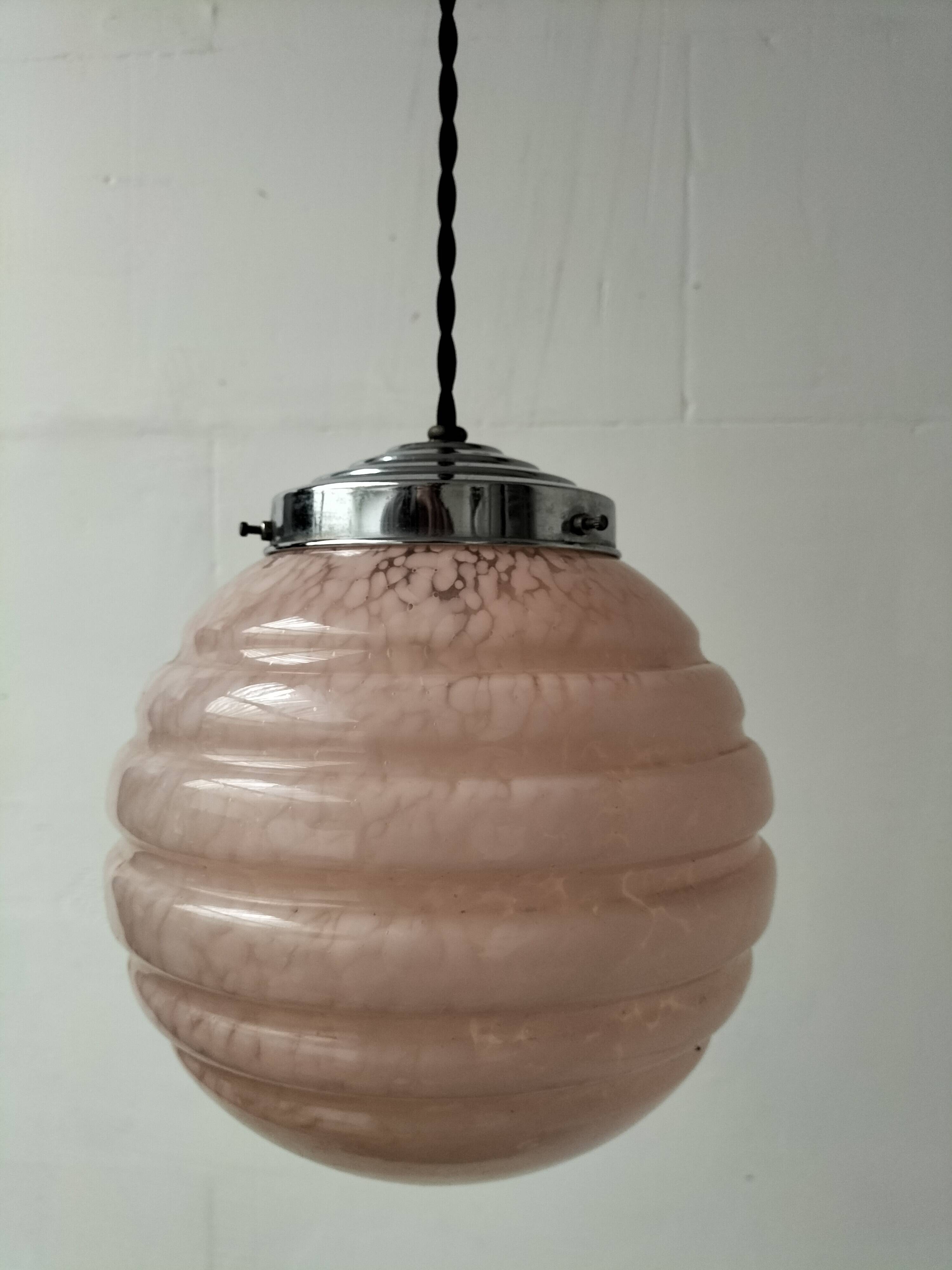 pink opaline pendant light