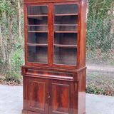 2-part Victorian display cabinet buffet with lacquered mahogany marquetry