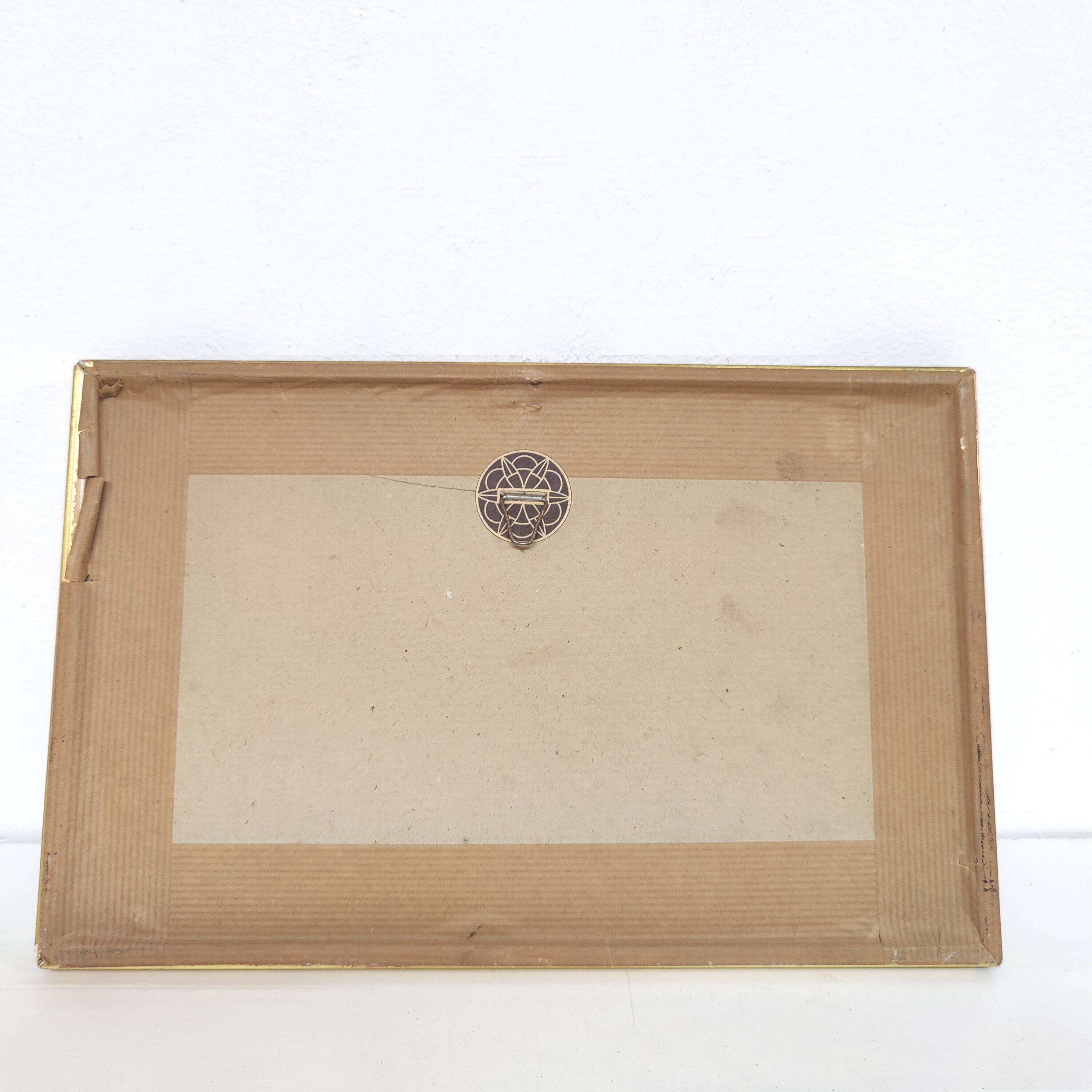 Planche zoologique gravure Buffon ours blanc et phoque cadre bois doré