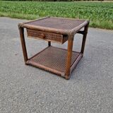 Table de chevet vintage en rotin