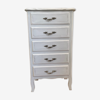 Chiffonnier patine gris et blanc ancien