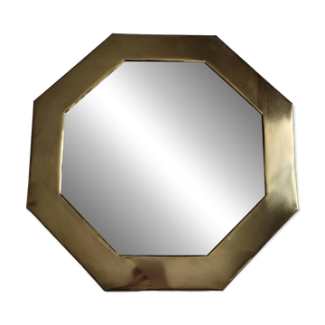 Miroir octogonal en laiton signé Frankie d’Homborchveld, 47 x 50 cm