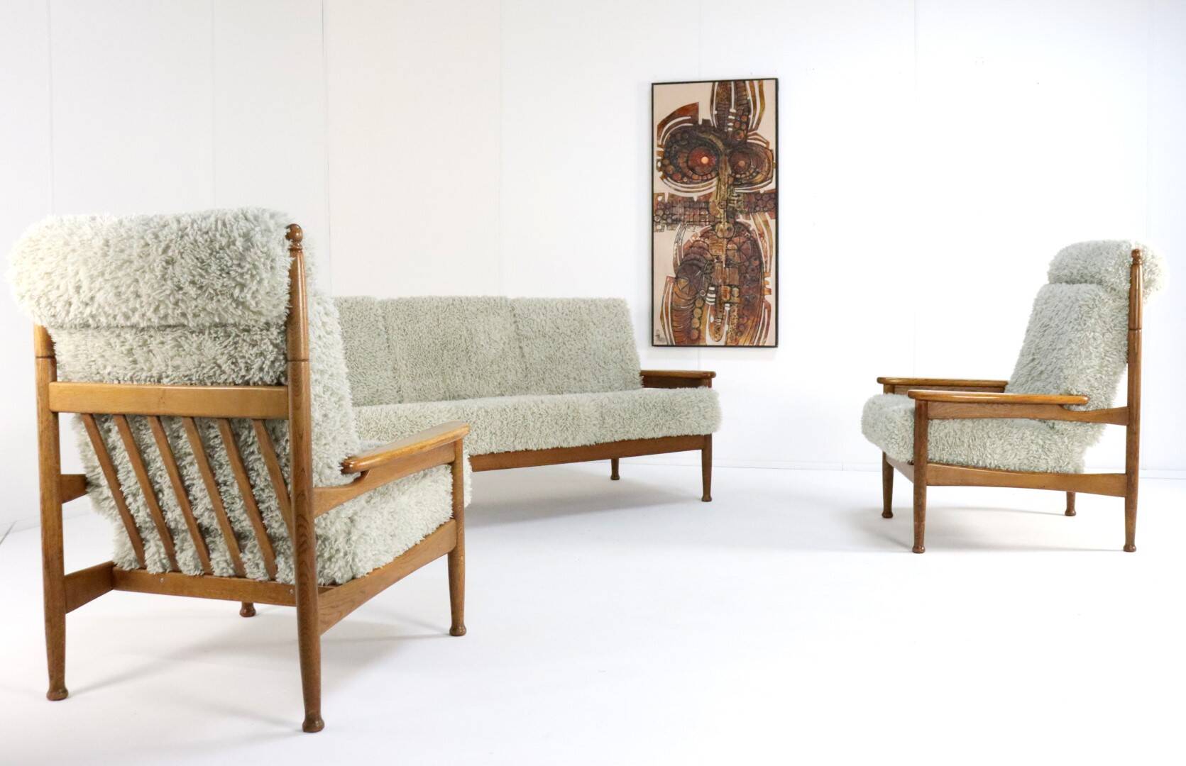 Set van designer bank + 2 fauteuils 'Sliedrecht' - opnieuw bekleed