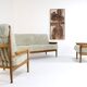 Set van designer bank + 2 fauteuils 'Sliedrecht' - opnieuw bekleed