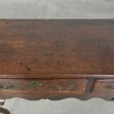Large antique English oak sideboard from the 18th century with elegant legs