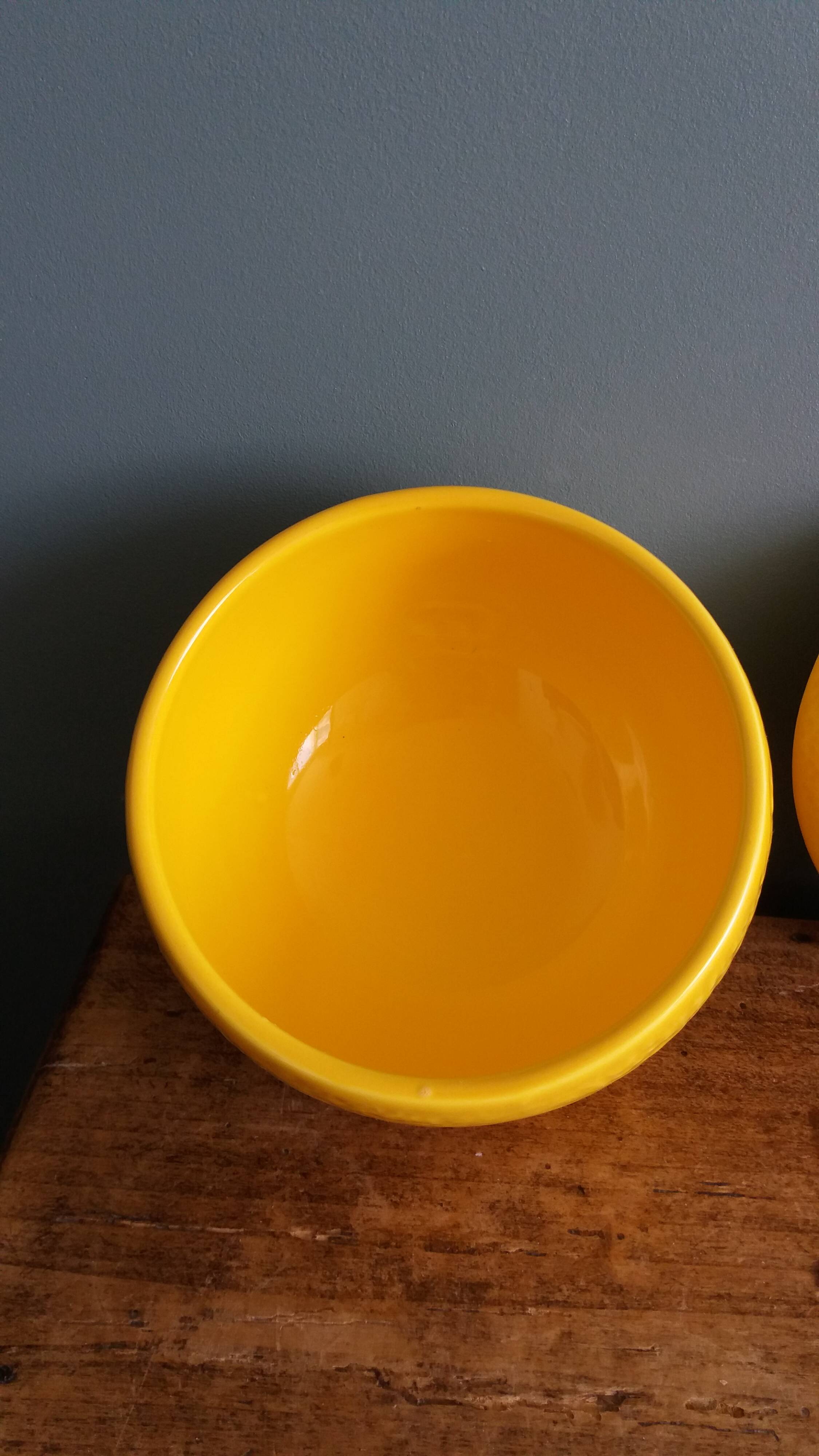Sugar bowl candy dish box lemon in slipware