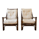 Pair of 1970s rattan armchairs