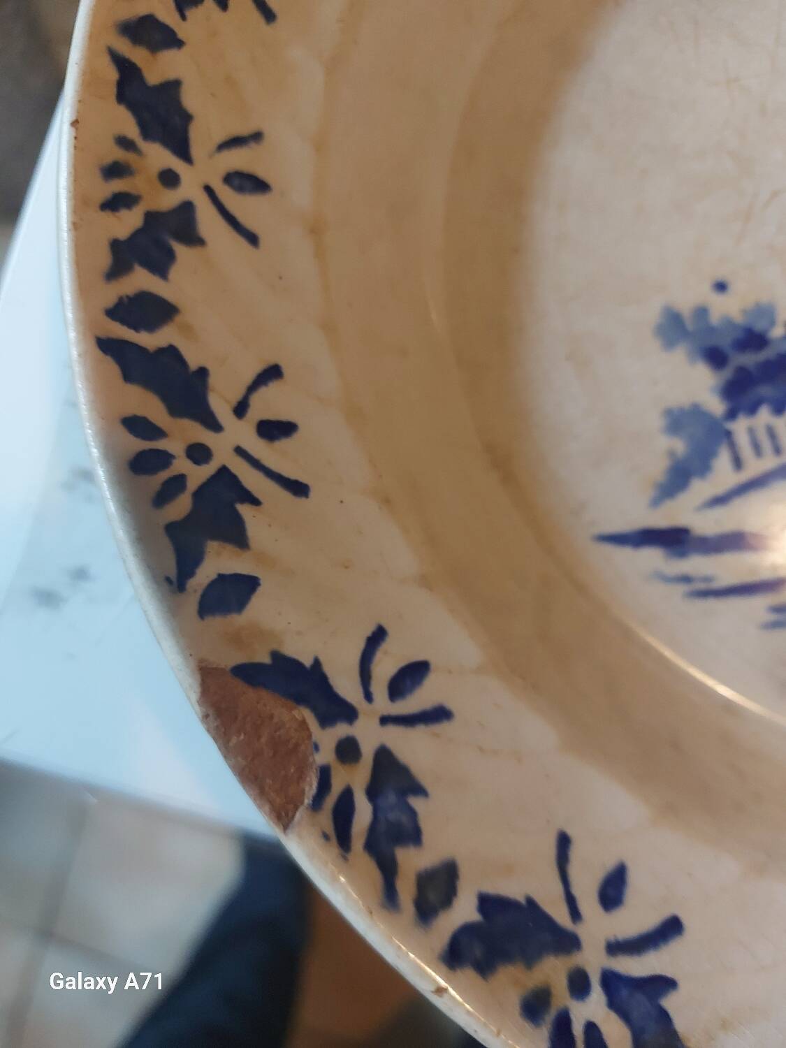 Antique opaque porcelain plate from Gien