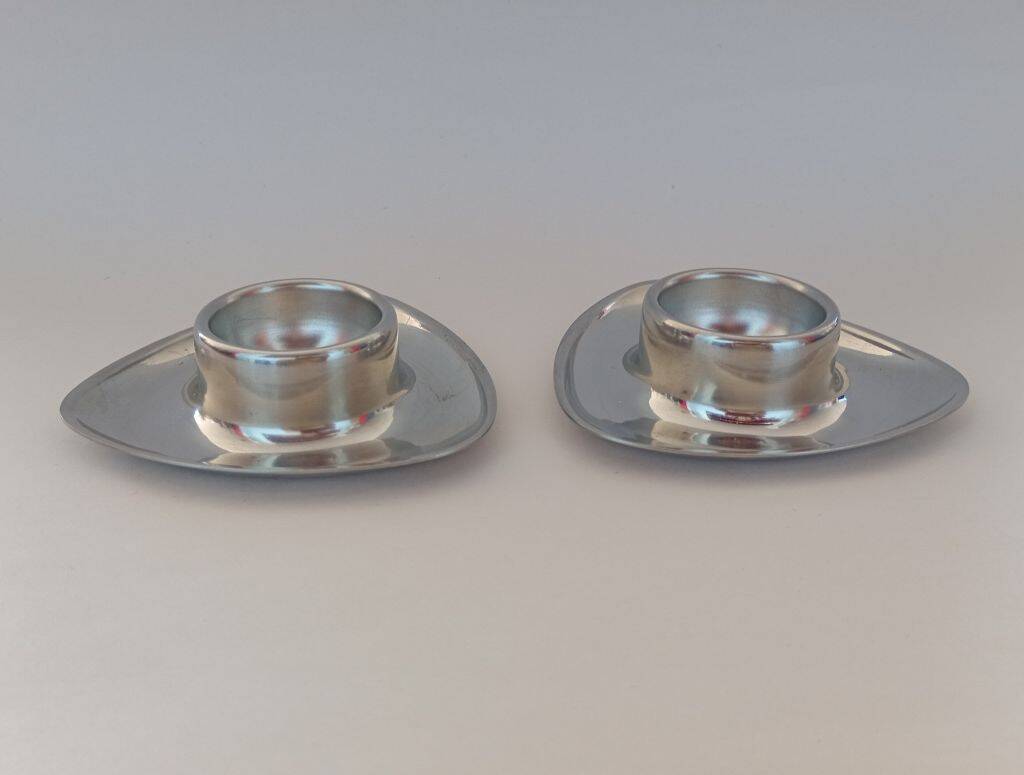 Alessi Egg Cup Carlo Mazzeri & Anselmo Vitale Stainless Steel Pair