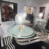 Chandelier Art Déco en laque noire et verre, 1930