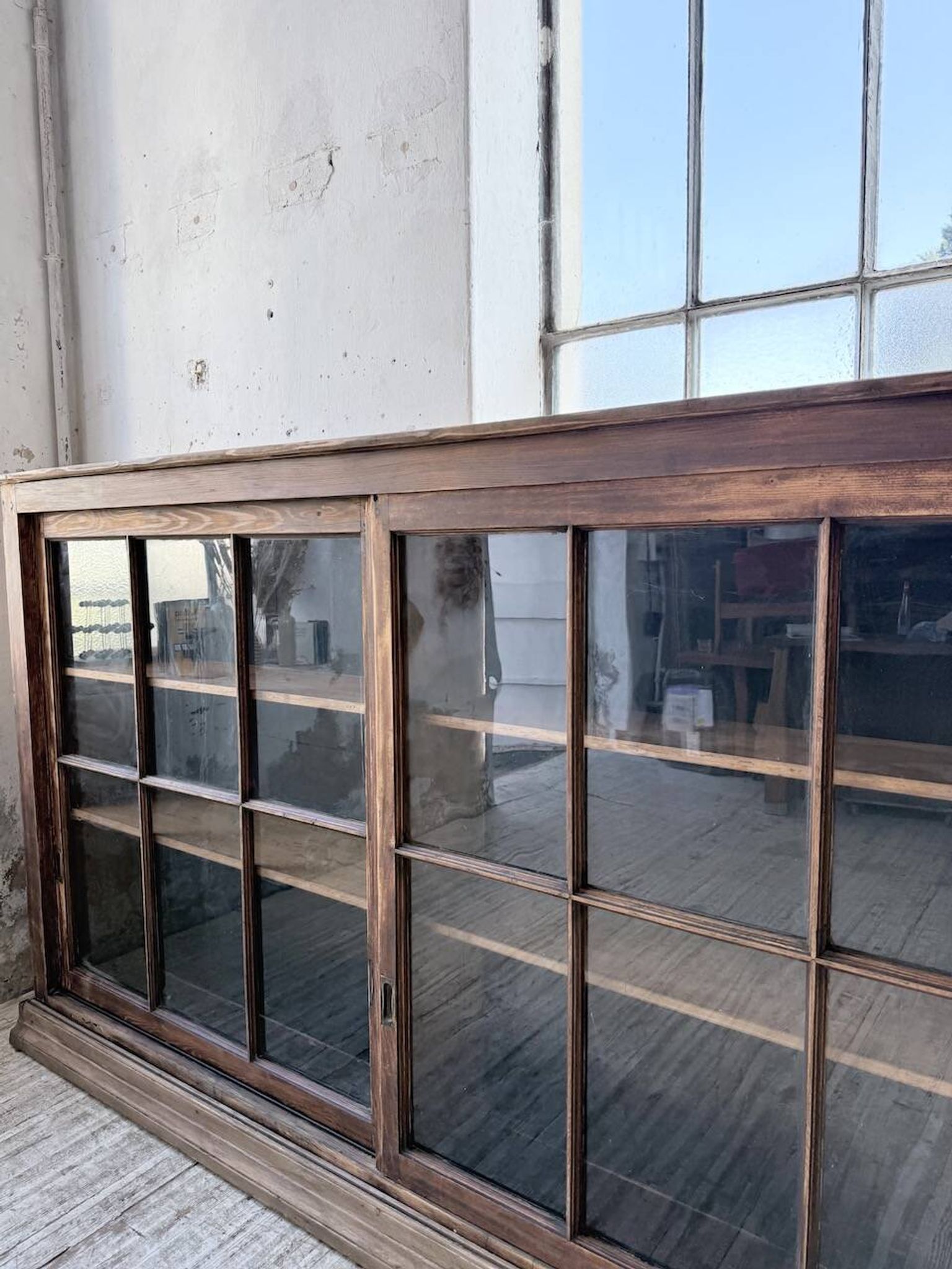XXL industrial sideboard with glass doors